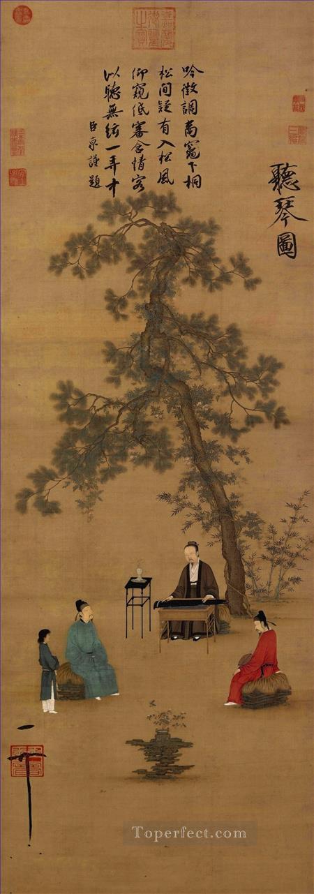 listening to the qin old China ink Oil Paintings